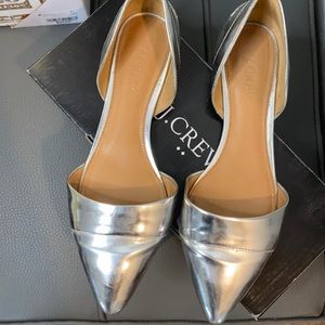 Metallic silver d’orsay flats J Crew